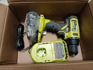 lot 17040 image: Ryobi 18V Lithium Cordless Drill Driver Kit with Charger and Case - Retail $89