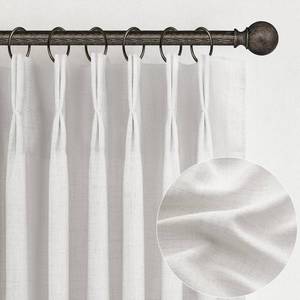 lot 32833 image: PleatedDrapes Beige White Sheer Linen Curtains 96 Inches Long for Bedroom, Neutral Modern Window Pinch Pleat Living Room Curtain for Sliding Glass Doors Light Filtering with Hooks 40 x 96x 2Panels - Retail $53