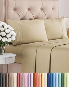 lot 32834 image: Full Size 4 Piece Sheet Set - Comfy Breathable & Cooling Sheets - Hotel Luxury Bed Sheets for Women & Men - Deep Pockets, Easy-Fit, Extra Soft and Wrinkle Free Sheets - Beige Oeko-Tex Bed Sheet Set - Retail $31