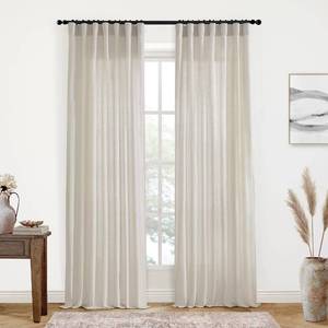 lot 32835 image: XTMYI 2 Panels,102 Inch Length,Oatmeal,50 Inch Wide,Back TabHook Belt Linen Cotton Sheer Curtains for Bedroom Living Room - Retail $43