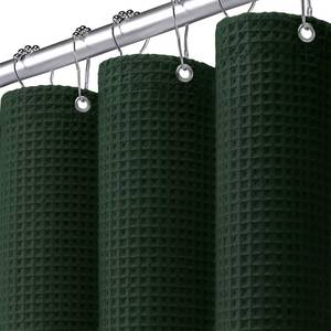 lot 32838 image: XOGUIBO Waffle Weave Shower Curtain - Dark Green Cotton Fabric Texture Heavyweight Shower Curtain for Bathroom,Washable,72Wx72L - Retail $24