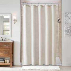 lot 32839 image: Naturoom Oatmeal Linen Shower Curtain, Cloth Textured Fabric Shower Curtain Set with Hooks, Simple Elegant Modern Farmhouse Country Ultra Thick Bath Curtains for Bathroom,Water Repellent,72x90 - Retail $27