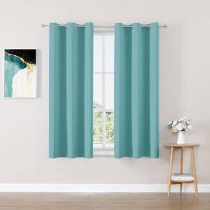 lot 32842 image: ChrisDowa Blackout Curtains 45 inches Long for Bedroom - 2 Panels Set Grommet Thermal Insulated Room Darkening Curtains for Living Room (Aqua, 38 x 45 Inch) - Retail $22