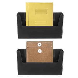 lot 32857 image: uxcell No Drilling File Holder, 2 Pcs Wall Mount File Organizer Magazines Organizer Door Mount Wall Hanging Pocket with Adhesive Pad, Black - Retail $19