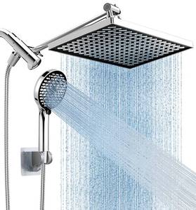 lot 32862 image: Cobbe 11.8 Inch Rain Shower Head with 6 Modes Handheld Water Spray High Pressure Showerhead Combo with 11 Inch Adjustable Extension Arm, Chrome - Retail $27