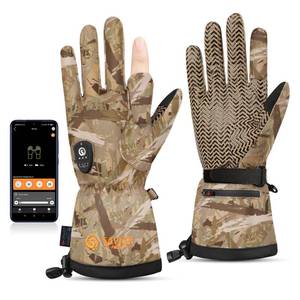 lot 32877 image: SAVIOR HEAT Upgraded Heated Gloves for Hunting, Camo Waterproof Electric Gloves for Men & Women, Type-C Fast Charge��up to 11H Warmth for Duck Hunting in Cold Weather (Khaki Camo, XSS) - Retail $170