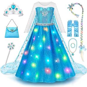lot 32879 image: Meland Princess Dress Up for Girls Light Up Halloween Costume for Girls Age 3-10, Princess Toys for Christmas Birthday Gift(S,3-4 Years) - Retail $24