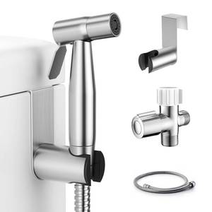 lot 32885 image: Fekivasy Handheld Bidet Sprayer for Toilet, Muslim Shower Water Jet Spray for Toilet, Bidet Faucet Cloth Diaper Sprayer for Baby Wash, Adjustable Water Pressure with Bidet Hose for Feminine Wash - Retail $25