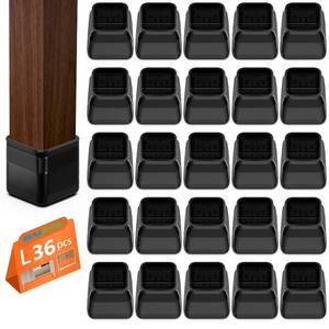 lot 32891 image: BAIPOK 24pcs Square Chair Leg Floor Protectors, Silicone Chair Leg Protectors for Hardwood Floors, Felt Furniture Leg Cover Pad for Protecting Floors from Scratches and Noise, Black, Easy to Install - Retail $18