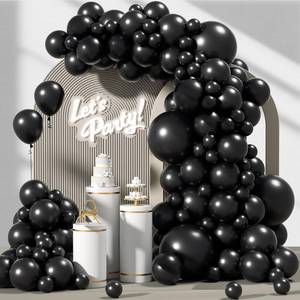 lot 42246 image: Awenztech 120pcs Black Balloon Arch Kit, 18 12 10 5 inch Black Latex Balloons Different Sizes Balloon Garland for Graduation Halloween Birthday Party Decorations - Retail $6