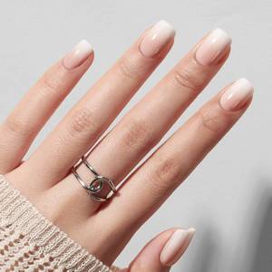 lot 42247 image: UNA GELLA Press On Nails Short Square  Ombre Soft Gel Press Ons Kit with Nail Glue Adhesive Tabs Nail File, 16 Sizes - 32Pcs Reusable Fake Nails, Nude Cream, Women Gift - Retail $10