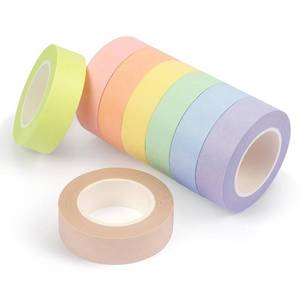 lot 42253 image: Hutou 8 Rolls Washi Tape Colored Washi Masking Tape 12 Inch Rainbow Colors Painters Tape Colorful Craft Art Paper Tape Labeling DIY Decorative Coding Teaching Supplies, Pastel Colors - Retail $8