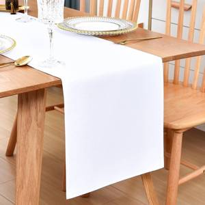 lot 42257 image: Farmhouse White Table Runner Dining Table Runners 48 Inches Long Coffee Table Runner for Dresser Living Room Bedroom Holiday Party Banquet 12X48 Inch - Retail $7