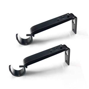 lot 42268 image: Curtain Rod Brackets Heavy Duty Drapery Hardware Adjustable Curtain Rod Holders Black for 78 or 1 Inch Rods, Set of 3 (Black, fits rods up to 1 inch) - Retail $13