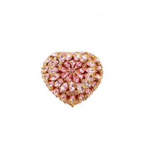 lot 42273 image: Furuida Love Heart Jewelry Trinket Box Pink Rhinestones Small Ring Hold Boxes Hand-Painted Classic Ornaments Craft Gift for Valentines Day Mothers Day Pink - Retail $17