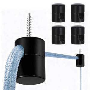 lot 42281 image: 4 Pcs Ceiling Hooks for Hanging Lights Black Light Hanging Hooks Metal Swag Hook for Pendant Light Hook DIY Lamp Hang Electric Wire Cable Cord Chandelier Fixture Hardware Wall Office Nightstand - Retail $7