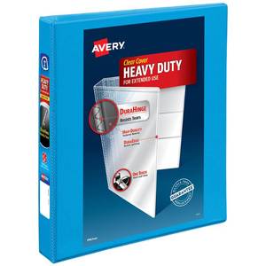 lot 42285 image: Avery Heavy-Duty View 3 Ring Binder, 1 One Touch Slant Rings, Holds 8.5 x 11 Paper, 1 Light Blue Binder (05301) - Retail $9