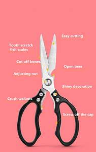 lot 42288 image: AWinjoy Heavy Duty Sharp Kitchen Scissors, Dishwasher Safe, Cooking Shears for Meat, Chicken, Fish, Poultry, Herb, Bread (Black) - Retail $14