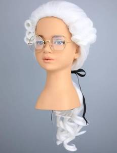 lot 42289 image: Morvally Kids Colonial Judge Wig and Glasses 18th Century Costume White Powered Hair Wig for Children Halloween Costume Cosplay (White) - Retail $18