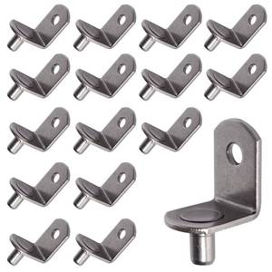 lot 42296 image: SDTWZW 5mm Shelf Pegs L-Shaped Cabinet Support Pins Bracket Style Clips for Bookcase Kitchen Closet Shelves Holders,16 PCS Gun Metal - Retail $6