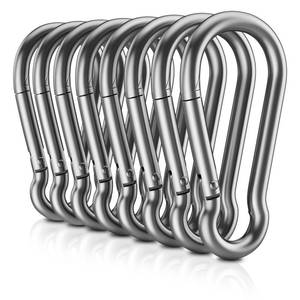 lot 42303 image: 304 Stainless Steel Carabiner Clips, NO Rust 1360lbs Heavy Duty Carabiners, 2.36 inch D-Ring Snap Hook Keychain Spring Clips for Gym, Pet leashes (8PCS 304 Stainless Steel Clips) - Retail $13