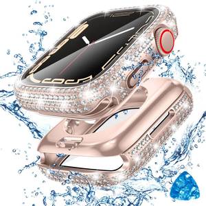 lot 42307 image: Tensea 2 in 1 for Waterproof Apple Watch Screen Protector Case 41mm Series 987 Accessories, 360 iWatch Diamond Front Bumper with Glass Film and Back Bumper, Bling Face Cover Women, 41 mm - Retail $12