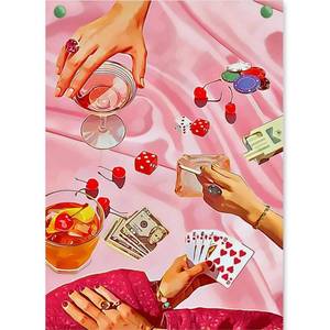 lot 42328 image: KICHANG Pink Diamond Art Kits for Adults Beginner,DIY Modern Diamond Painting 5D Round Full Drill Diamond Dots Gem Art Crafts with Tools,Funny Crafts for Home Wall Decor&Gift-12x16in - Retail $7