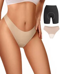 lot 42338 image: Vertvie Seamless Thongs for Women No Show Thong Panty Liners Invisible Workout Panties Sexy Breathable G-String Underwear(Medium,Nude) - Retail $10