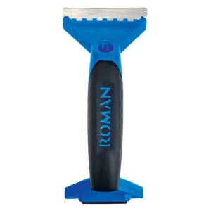 lot 42341 image: Roman Wallpaper Removal Scraper with Roller, 3.25-inch Steel Shaver Blade, Strips Wallpaper, Blue - Retail $13