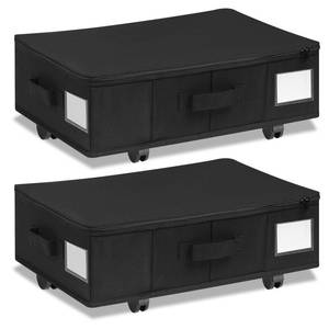 lot 62058 image: Vincona Under Bed Storage with Wheels, 2 Pack Under Bed Storage Containers with Label Holders for Clothes, Shoes and Blankets, Rolling Underbed Shoe Organizer with Cover, Black (23.6 x 15.7 x 7.28 in) - Retail $31