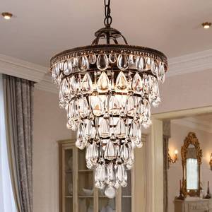 lot 4518 image: Wellmet 14 Inch Crystal Chandelier,Farmhouse Bronze Bathroom Chandeliers,4-Light Foyer Lighting Hanging Pendant Light Fixture for Bedroom Entryway Living Kids Room Corridor Closet - Retail $179