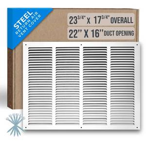 lot 4522 image: Fits 22x16 Duct Opening  Steel Return Air Grille by Handua  Vent Cover Grill for Sidewall and Ceiling  White  HVAC Cold Air Intake Grille  Outer Dimensions 23.75W X 17.75 - Retail $67