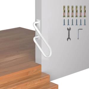lot 4525 image: Jamb Mount Handrails for Outdoor Steps-1-3 Step Waterproof Stairs Railing-Powder Coated Side Mount Hand Rails for Indoor Stairs-Non-Slip Staircase Grab Rail for DeckPorchMobile HomeShort Stairway - Retail $36