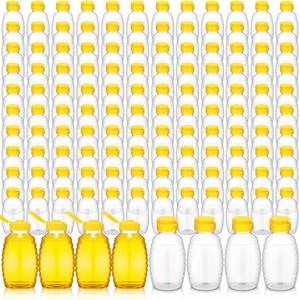lot 4528 image: Tioncy 120 Pcs Clear Plastic Honey Bottles 16 Oz Honey Jars with Lids Honey Bottle Containers Empty Honey Bear Bottle Squeeze Honey Bottle for Easy Storing and Dispensing - Retail $119