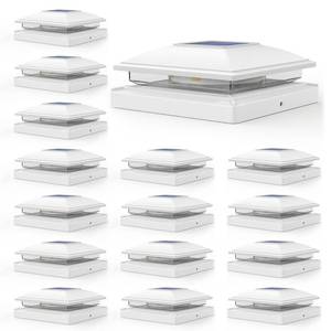 APONUO 16 Pack Solar Post Cap Lights, 2 Modes(Warm/Cool Light) Outdoor Waterproof Fence Post Solar Lights, Solar Powered Garden, Patio, Deck Decor for 4x4, 5x5, 5.5x5.5 Wood & Vinyl Posts, White - Retail: $110
