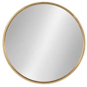lot 4531 image: 26 inch Travis Round Wood Frame Wall Mirror Gold - Retail $96