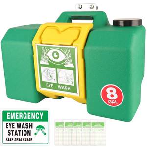 lot 4533 image: Portable Eyewash Station OSHA-Approved Emergency - Yzzwer 8 Gallon Wall Mounted Eye Wash Irrigation Kit Ansi Certified - Retail $140