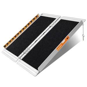 lot 4539 image: FACHNUO 3 Feet Portable Wheelchair Ramp, Non-Skid Aluminum Handicap Ramps with Handle, Folding Threshold Wheel Chair Ramp for Home Steps, Stairs, Entry, Threshold, Curbs, Stairs, 800LBS Capacity - Retail $116
