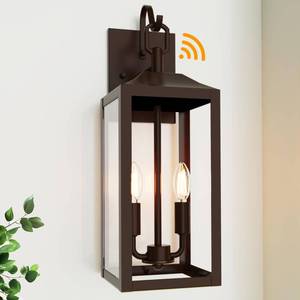 lot 4543 image: 18 Large Dusk to Dawn Outdoor Lighting, Exterior Sensor Outdoor Wall Lights, Industrial Front Porch Light with Clear Glass, Waterproof Oil Rubbed Bronze Anti-Rust Outdoor Lights for House Garage - Retail $38