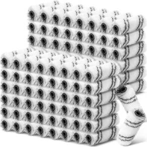 lot 4546 image: Leumoi 300 Pcs 4 Inch Mini Paint Roller Cover 12 Nap Small Microfiber Roller Covers Home Repair Tools House Household Supplies Kit (Gray, White) - Retail $53