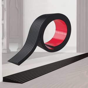 lot 4551 image: 1.2 Rise Rubber Door Threshold Ramp for Wheelchair, 2000 LBS Capacity Natural Non-Skid Solid Rubber for Doorways Heavy Duty Door Step Ramp for Mobility Scooters and Power Chairs - Retail $46