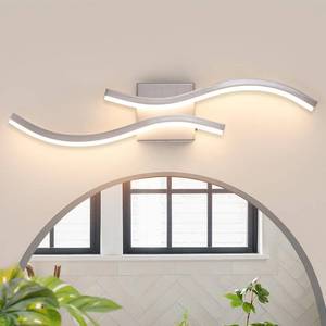 lot 4557 image: Vloitgol Bathroom Vanity Light Fixture, 26W 5CCT Dimmable Modern Led Bathroom Light Fixtures Over Mirror, LED Vanity Lighting Bar for Bathrooms (Brushed Nickel, 24inch) - Retail $57
