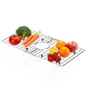 lot 4562 image: Chilinii Sink Protectors for Kitchen Sink 28 x 14 Stainless Steel Sink Rack for Bottom of Sink Rear Drain Metal Large Sink Grid - Retail $37