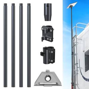 lot 4568 image: RV Ladder Mount Kit for Starlink Mini ,9.75 inch Starlink Mini Flag Pole Mount with Adapter & Adjustable Mounting Kit,Fits 0.98 to 1.25 Inch Round Ladder Rails - Retail $130