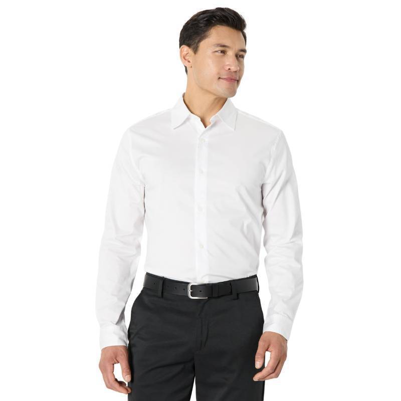 lot 4358 image: Amazon Essentials Mens Regular Fit Long Sleeve Wrinkle Resistant Stretch Dress Shirt, White, 4X-Large Big - Retail $17