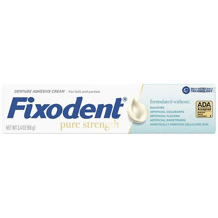 lot 4480 image: 2 pack Fixodent Pure Strength Denture Adhesive Cream  2.4 oz - Retail $14