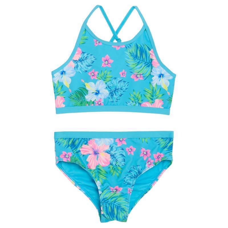 lot 4582 image: Lands End Girls Swim UPF 50 Adjustable Strap Bikini Set, Turqouise, X-Large - Retail $19