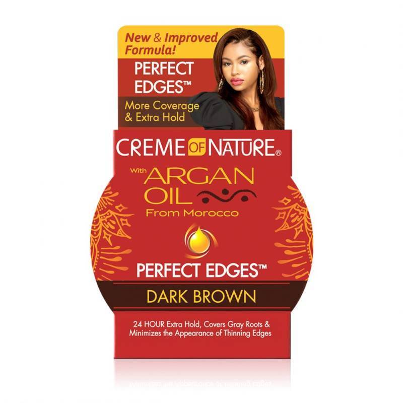lot 3906 image: Creme of Nature Perfect Edges Dark Brown Edge Control Gel, 24-Hour Hold with Gray Coverage, Non-Flaking Tinted Gel, Argan Oil Edge Tamer, 2.25 oz&nbsp