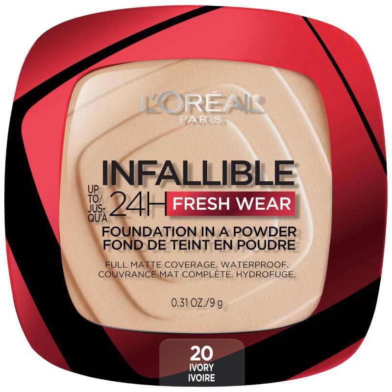lot 3971 image: LOreal Paris Makeup Infallible Fresh Wear Foundation in a Powder, Up to 24H Wear, Waterproof, Ivory, 0.31 oz. (Packaging May Vary) - Retail $15