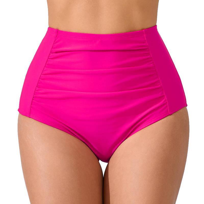 lot 1145 image: JOYBIK Womens High Waisted Ruched Bikini Bottoms Full Coverage Swim Bottoms Tummy Control Swimsuits Bottoms Hot Pink 1 2XL
